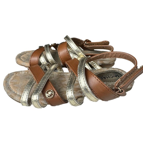 Michael Kors Baby‎ Girl Sandals Brown & Gold Size 10 Pre-owned - Picture 2 of 10